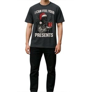 Star Wars Darth Vader Christmas Tee Gray Graphic Shirt Men’s Size L